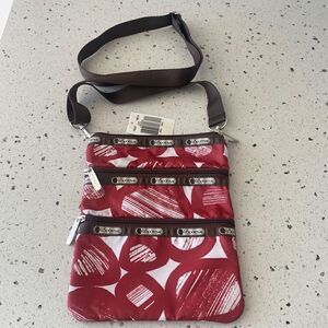 LeSportSac Crossbody Red Brick/Brown Adjustable Strap Travel Everyday Bag NWT